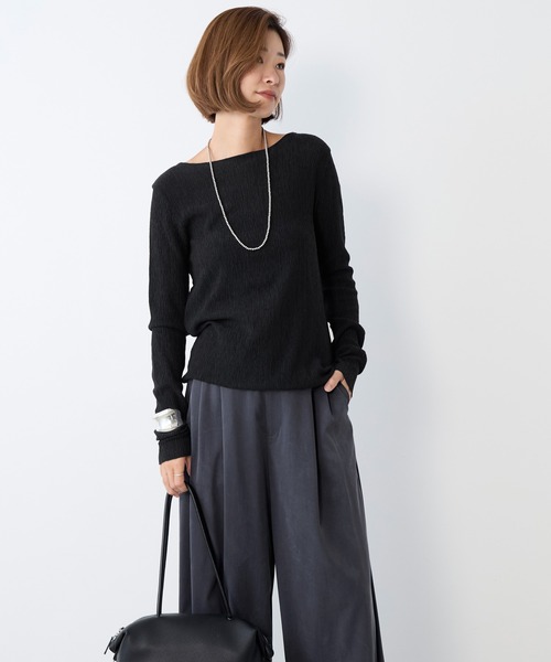 MICA&DEAL（マイカ＆ディール）の「シアーマーブルカットソー（Tシャツ/カットソー・レディース・ホワイト/アイボリー/ブラック・FREE）」の21枚目の写真