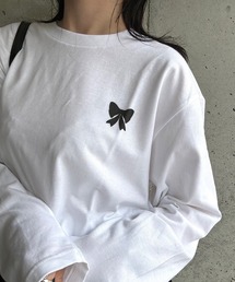 リボンワンポイントロンT/長袖Tシャツ