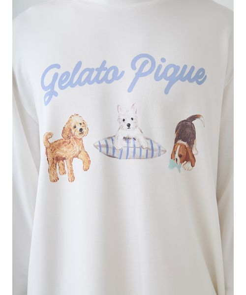 ジェラートピケ⭐︎プレイフルドッグ UNISEX】プレイフルDOGワンポイントロンT（ルームウェア/パジャマ