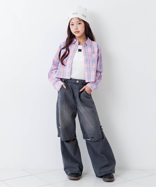 algy(アルジー)の「2WAYデザインパンツ(デニムパンツ・キッズ・ブラック/サックスブルー/ピンク・130/140/150/160)」の4枚目の写真