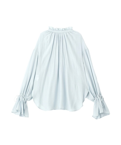 Editt by YECCA VECCA（エディットバイイェッカヴェッカ）の「シャーリングギャザーリボンブラウス（シャツ/ブラウス・レディース・イエロー/ネイビー/オフホワイト/サックスブルー・FREE）」の14枚目の写真