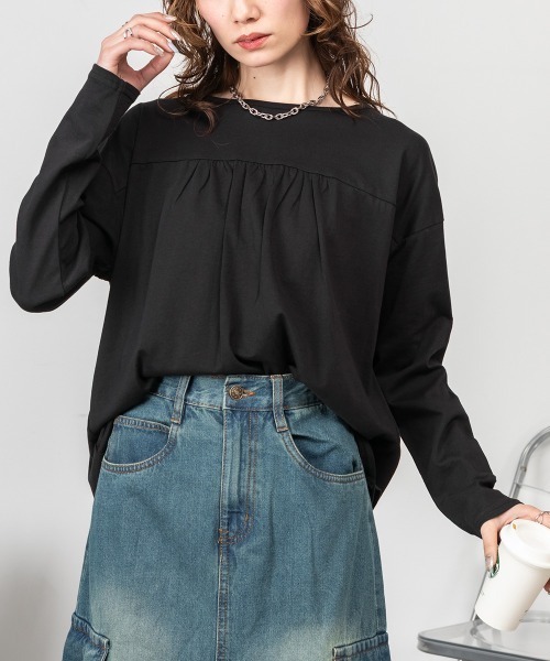 RCD(アールシーディー)の「バックダブル長袖Tシャツ(Tシャツ/カットソー・レディース・ブラック/ホワイト・4L~5L/LL~3L/M-L)」の13枚目の写真