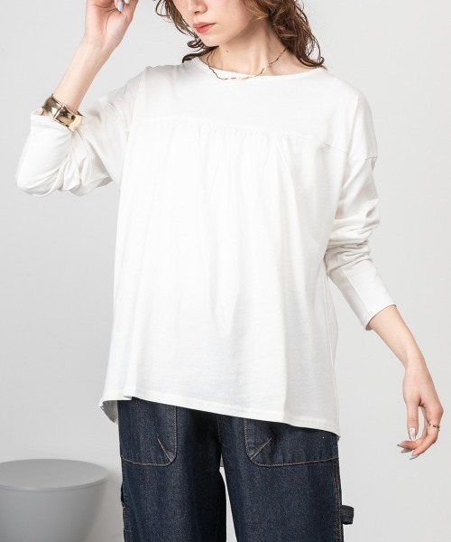 RCD(アールシーディー)の「バックダブル長袖Tシャツ(Tシャツ/カットソー・レディース・ブラック/ホワイト・4L~5L/LL~3L/M-L)」の3枚目の写真