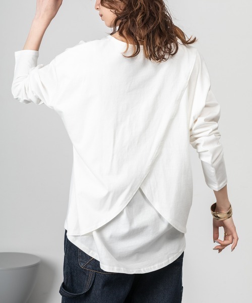 RCD(アールシーディー)の「バックダブル長袖Tシャツ(Tシャツ/カットソー・レディース・ブラック/ホワイト・4L~5L/LL~3L/M-L)」の20枚目の写真