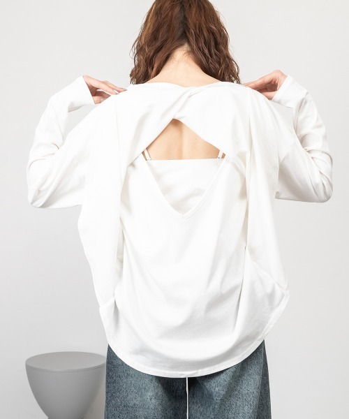 RCD(アールシーディー)の「バックダブル長袖Tシャツ(Tシャツ/カットソー・レディース・ブラック/ホワイト・4L~5L/LL~3L/M-L)」の5枚目の写真