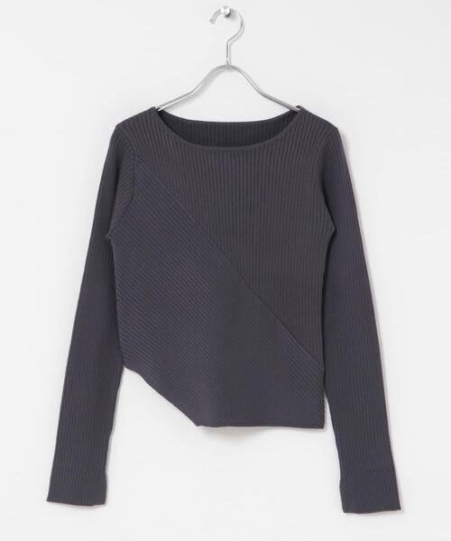 SENSE OF PLACE by URBAN RESEARCH(センスオブプレイスバイアーバンリサーチ)の「『洗濯可/防花粉』SKINProofアシメヘムボートネックセーター(ニット/セーター・レディース・ネイビー/チャコールグレー/ピンク/アイボリー・ONE)」の10枚目の写真