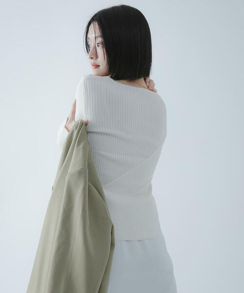 SENSE OF PLACE by URBAN RESEARCH(センスオブプレイスバイアーバンリサーチ)の「『洗濯可/防花粉』SKINProofアシメヘムボートネックセーター(ニット/セーター・レディース・ネイビー/チャコールグレー/ピンク/アイボリー・ONE)」の14枚目の写真