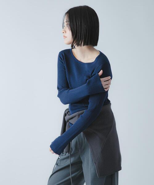 SENSE OF PLACE by URBAN RESEARCH(センスオブプレイスバイアーバンリサーチ)の「『洗濯可/防花粉』SKINProofアシメヘムボートネックセーター(ニット/セーター・レディース・ネイビー/チャコールグレー/ピンク/アイボリー・ONE)」の20枚目の写真