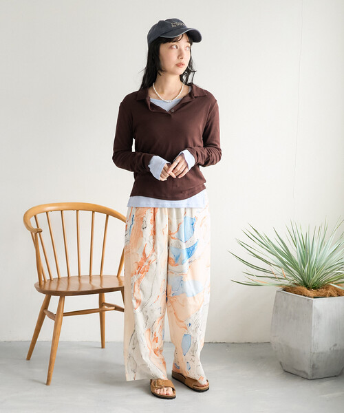FREAK'S STORE(フリークスストア)の「インド マーブルプリント イージーパンツ(その他パンツ・レディース・サックスブルー/ピンク/オレンジ・フリ-)」の4枚目の写真