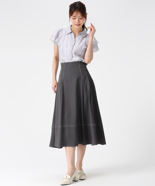 MISCH MASCH(ミッシュマッシュ)の「2026春夏新作 ポリデニム配色ステッチレースアップスカート(スカート・レディース・ブラック/ネイビー/ブルー・S/M)」の7枚目の写真