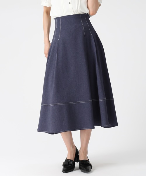 MISCH MASCH(ミッシュマッシュ)の「2026春夏新作 ポリデニム配色ステッチレースアップスカート(スカート・レディース・ブラック/ネイビー/ブルー・S/M)」の9枚目の写真