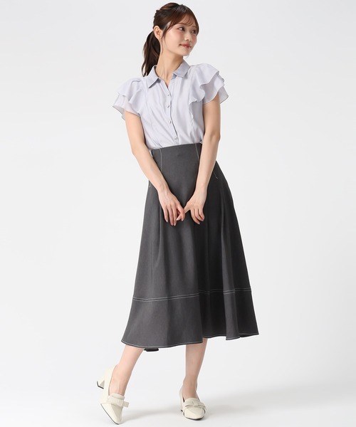 MISCH MASCH(ミッシュマッシュ)の「2026春夏新作 ポリデニム配色ステッチレースアップスカート(スカート・レディース・ブラック/ネイビー/ブルー・S/M)」の8枚目の写真