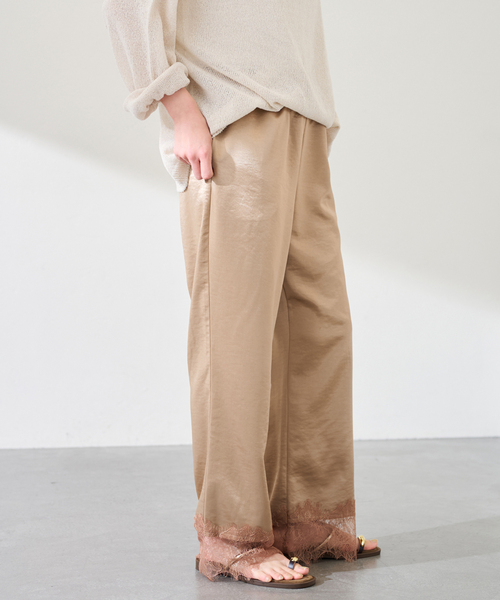 FRAMeWORK（フレームワーク）の「ONIT / オニット 別注レースイージーパンツ（その他パンツ・レディース・スミクロ/ベージュ・SMALL/MEDIUM）」の2枚目の写真