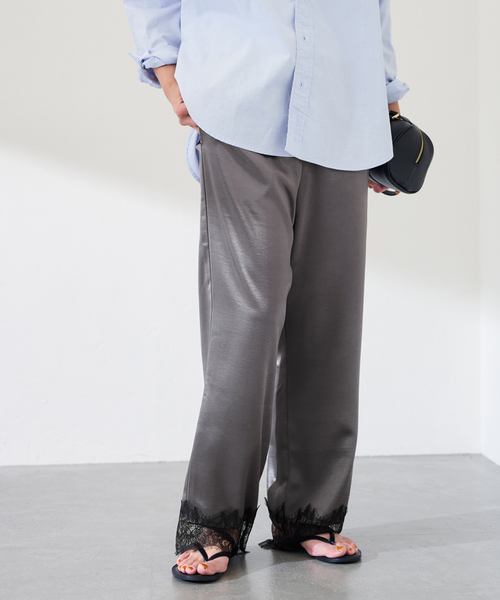 FRAMeWORK（フレームワーク）の「ONIT / オニット 別注レースイージーパンツ（その他パンツ・レディース・スミクロ/ベージュ・SMALL/MEDIUM）」の7枚目の写真