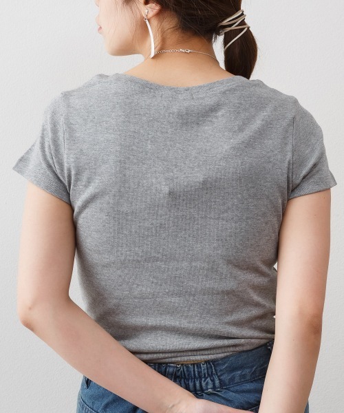 RCD(アールシーディー)の「コットンフライス半袖Tシャツ インナー(Tシャツ/カットソー・レディース・杢グレー/チャコールグレー/オフホワイト/ネイビー/ブラック・L/M/LL)」の16枚目の写真