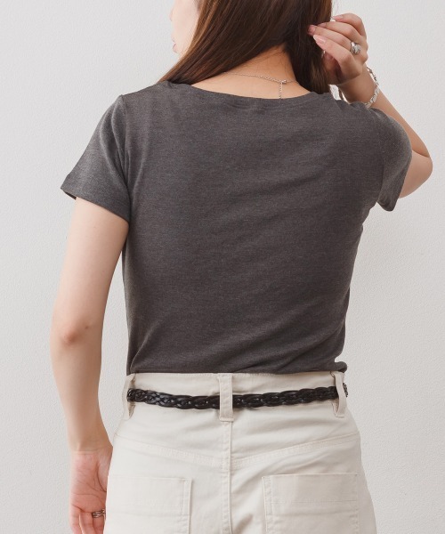 RCD(アールシーディー)の「コットンフライス半袖Tシャツ インナー(Tシャツ/カットソー・レディース・杢グレー/チャコールグレー/オフホワイト/ネイビー/ブラック・L/M/LL)」の13枚目の写真
