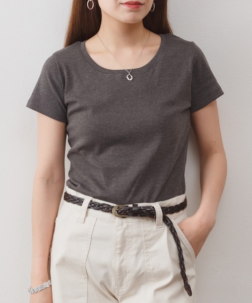 RCD(アールシーディー)の「コットンフライス半袖Tシャツ インナー(Tシャツ/カットソー・レディース・杢グレー/チャコールグレー/オフホワイト/ネイビー/ブラック・L/M/LL)」の11枚目の写真