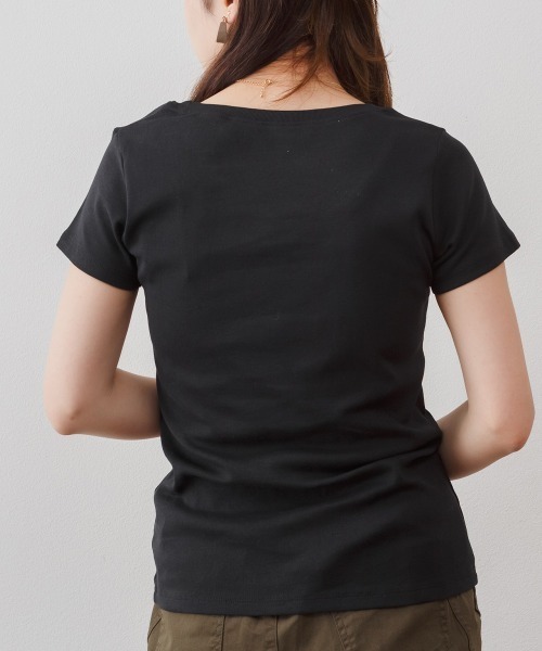 RCD(アールシーディー)の「コットンフライス半袖Tシャツ インナー(Tシャツ/カットソー・レディース・杢グレー/チャコールグレー/オフホワイト/ネイビー/ブラック・L/M/LL)」の10枚目の写真