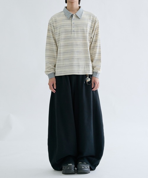 EPNK（イーピーエヌケー）の「Multi border rugger shirts / マルチボーダーラガーシャツ（Tシャツ/カットソー・メンズ・ブラック/グレー・SMALL/MEDIUM/LARGE）」の8枚目の写真