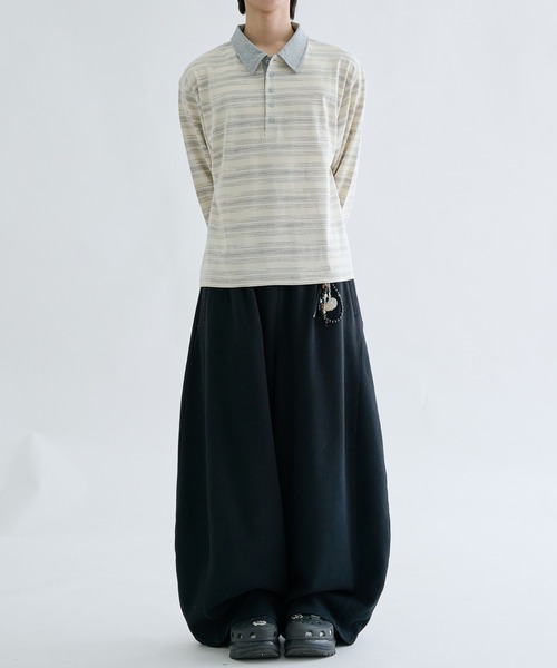 EPNK（イーピーエヌケー）の「Multi border rugger shirts / マルチボーダーラガーシャツ（Tシャツ/カットソー・メンズ・ブラック/グレー・SMALL/MEDIUM/LARGE）」の9枚目の写真