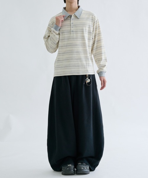 EPNK（イーピーエヌケー）の「Multi border rugger shirts / マルチボーダーラガーシャツ（Tシャツ/カットソー・メンズ・ブラック/グレー・SMALL/MEDIUM/LARGE）」の10枚目の写真