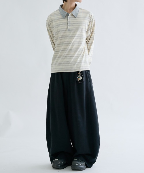 EPNK（イーピーエヌケー）の「Multi border rugger shirts / マルチボーダーラガーシャツ（Tシャツ/カットソー・メンズ・ブラック/グレー・SMALL/MEDIUM/LARGE）」の11枚目の写真