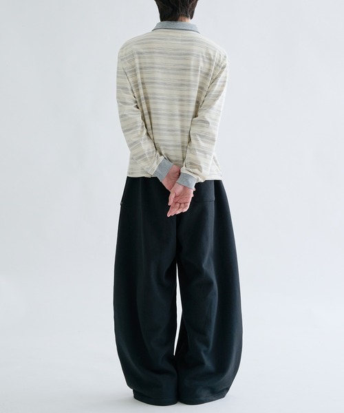 EPNK（イーピーエヌケー）の「Multi border rugger shirts / マルチボーダーラガーシャツ（Tシャツ/カットソー・メンズ・ブラック/グレー・SMALL/MEDIUM/LARGE）」の13枚目の写真