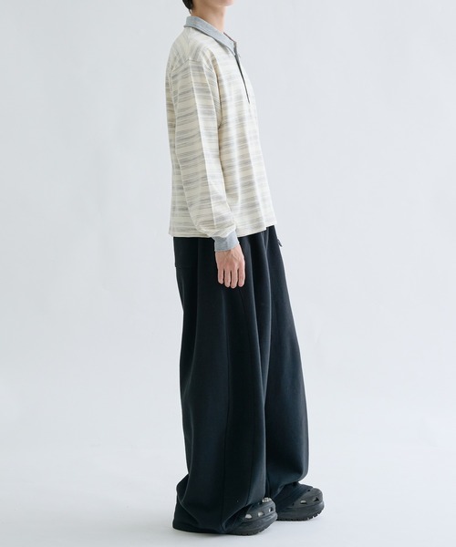 EPNK（イーピーエヌケー）の「Multi border rugger shirts / マルチボーダーラガーシャツ（Tシャツ/カットソー・メンズ・ブラック/グレー・SMALL/MEDIUM/LARGE）」の16枚目の写真