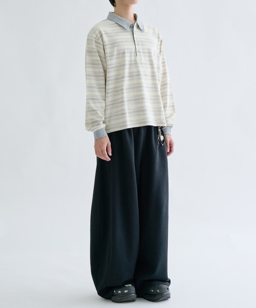 EPNK（イーピーエヌケー）の「Multi border rugger shirts / マルチボーダーラガーシャツ（Tシャツ/カットソー・メンズ・ブラック/グレー・SMALL/MEDIUM/LARGE）」の17枚目の写真