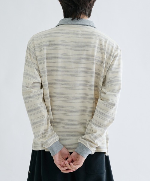 EPNK（イーピーエヌケー）の「Multi border rugger shirts / マルチボーダーラガーシャツ（Tシャツ/カットソー・メンズ・ブラック/グレー・SMALL/MEDIUM/LARGE）」の3枚目の写真
