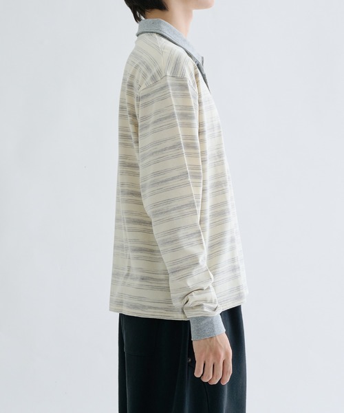 EPNK（イーピーエヌケー）の「Multi border rugger shirts / マルチボーダーラガーシャツ（Tシャツ/カットソー・メンズ・ブラック/グレー・SMALL/MEDIUM/LARGE）」の4枚目の写真