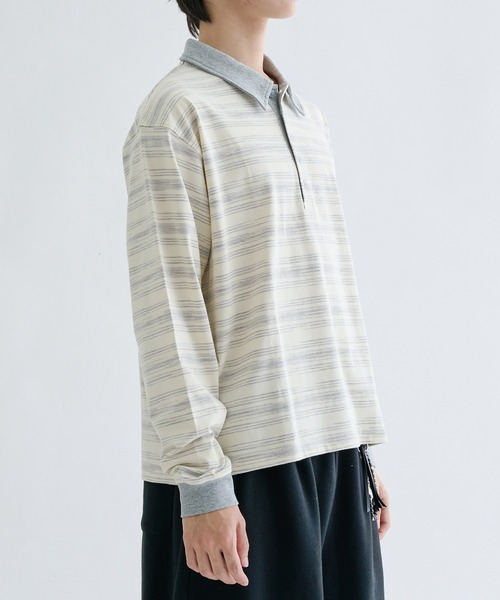 EPNK（イーピーエヌケー）の「Multi border rugger shirts / マルチボーダーラガーシャツ（Tシャツ/カットソー・メンズ・ブラック/グレー・SMALL/MEDIUM/LARGE）」の6枚目の写真