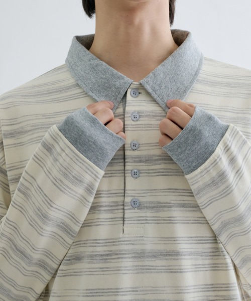 EPNK（イーピーエヌケー）の「Multi border rugger shirts / マルチボーダーラガーシャツ（Tシャツ/カットソー・メンズ・ブラック/グレー・SMALL/MEDIUM/LARGE）」の20枚目の写真