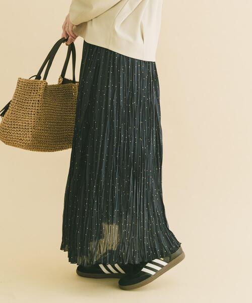 ITEMS URBANRESEARCH（アイテムズ アーバンリサーチ）の「ラメドットプリーツスカート（スカート・レディース・ネイビー/ブラウン・FREE）」の4枚目の写真