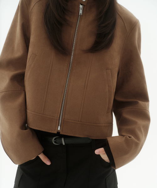 MUSINSA STANDARD WOMAN（ムシンサスタンダードウーマン）の「ウィメンズ シンセティックスエード レーサージャケット [ブラウン]（ライダースジャケット・レディース・その他・X-SMALL/SMALL/MEDIUM/LARGE）」の7枚目の写真