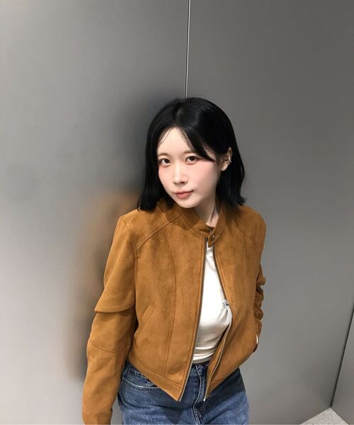 MUSINSA STANDARD WOMAN（ムシンサスタンダードウーマン）の「ウィメンズ シンセティックスエード レーサージャケット [ブラウン]（ライダースジャケット・レディース・その他・X-SMALL/SMALL/MEDIUM/LARGE）」の13枚目の写真