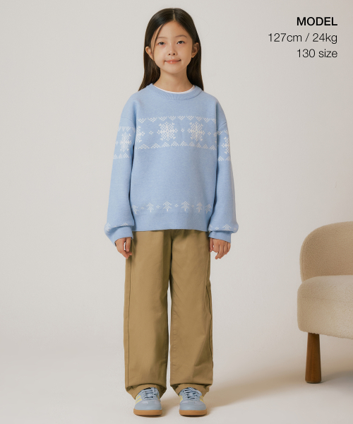 MUSINSA STANDARD KIDS（ムシンサスタンダードキッズ）の「ノルディッククルーネックニット[スカイブルー]（ニット/セーター・レディース・その他・110/120/140/160/150/130）」の2枚目の写真