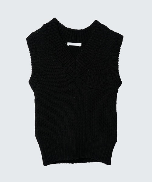 OUAT(オーユーエーティー)の「【OUAT】META KNIT VEST(ベスト・メンズ・ブラック・3/2)」の1枚目の写真