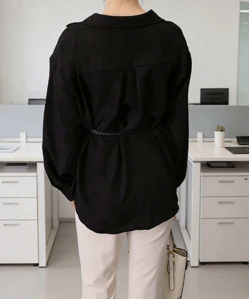 Miniministore(ミニミニストア)の「レイヤード風シャツブラウスベルト付き春服(シャツ/ブラウス・レディース・ブラック/プラム/ミント/ホワイト・FREE)」の17枚目の写真
