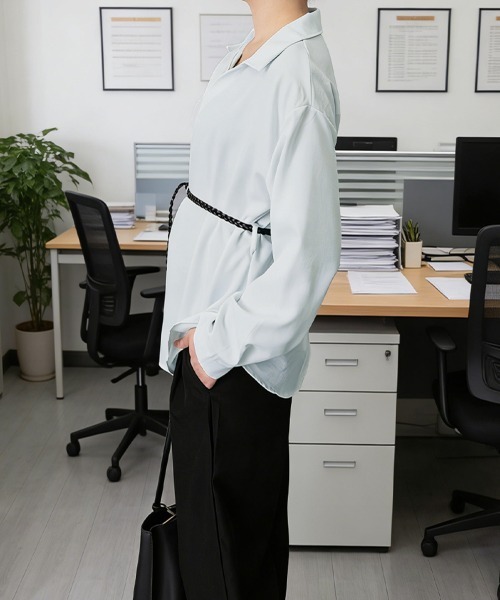 Miniministore(ミニミニストア)の「レイヤード風シャツブラウスベルト付き春服(シャツ/ブラウス・レディース・ブラック/プラム/ミント/ホワイト・FREE)」の20枚目の写真