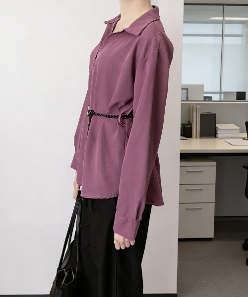 Miniministore(ミニミニストア)の「レイヤード風シャツブラウスベルト付き春服(シャツ/ブラウス・レディース・ブラック/プラム/ミント/ホワイト・FREE)」の22枚目の写真