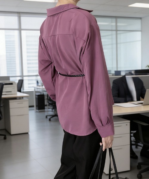 Miniministore(ミニミニストア)の「レイヤード風シャツブラウスベルト付き春服(シャツ/ブラウス・レディース・ブラック/プラム/ミント/ホワイト・FREE)」の5枚目の写真