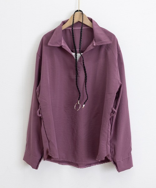 Miniministore(ミニミニストア)の「レイヤード風シャツブラウスベルト付き春服(シャツ/ブラウス・レディース・ブラック/プラム/ミント/ホワイト・FREE)」の7枚目の写真