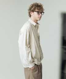 【SLICK/スリック】Pinstripe Tuck Jacquard Drawstring Shirt/ピンストライプ タックジャガード ドロストシャツ/レギュラーカラーシャツ