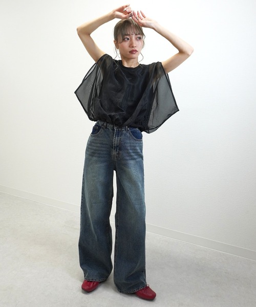 gossara(ゴサラ)の「【トレンドライクな1枚】オーガンジーバルーンプルオーバー(その他トップス・レディース・Off White/ブラック/モカ・FREE)」の9枚目の写真