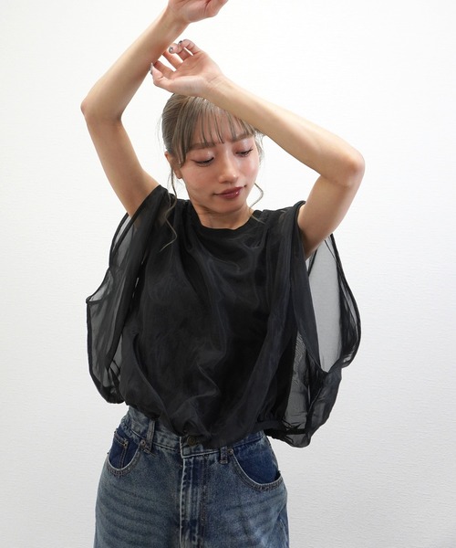 gossara(ゴサラ)の「【トレンドライクな1枚】オーガンジーバルーンプルオーバー(その他トップス・レディース・Off White/ブラック/モカ・FREE)」の12枚目の写真