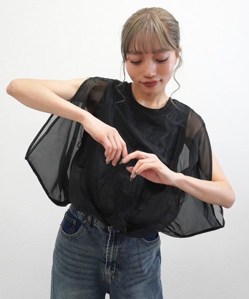 gossara(ゴサラ)の「【トレンドライクな1枚】オーガンジーバルーンプルオーバー(その他トップス・レディース・Off White/ブラック/モカ・FREE)」の11枚目の写真