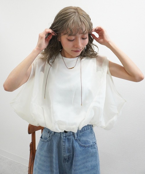 gossara(ゴサラ)の「【トレンドライクな1枚】オーガンジーバルーンプルオーバー(その他トップス・レディース・Off White/ブラック/モカ・FREE)」の5枚目の写真