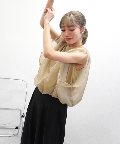 gossara(ゴサラ)の「【トレンドライクな1枚】オーガンジーバルーンプルオーバー(その他トップス・レディース・Off White/ブラック/モカ・FREE)」の20枚目の写真