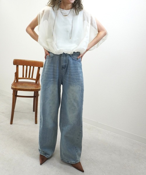 gossara(ゴサラ)の「【トレンドライクな1枚】オーガンジーバルーンプルオーバー(その他トップス・レディース・Off White/ブラック/モカ・FREE)」の10枚目の写真